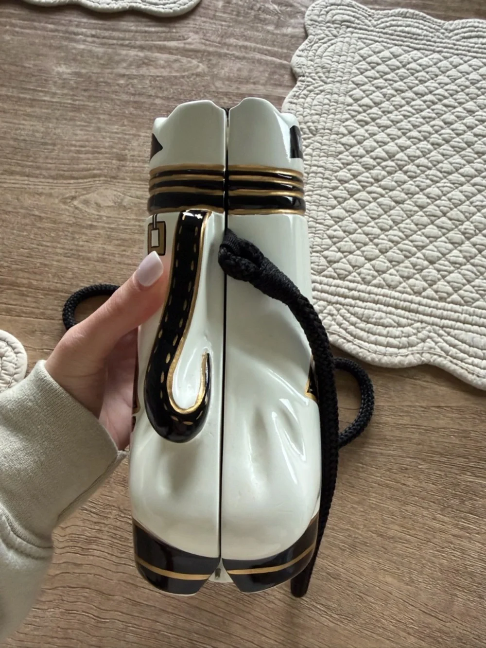Timmy Woods Beverly Hills Golf Bag Crossbody Bag Purse White Black Gold VTG
